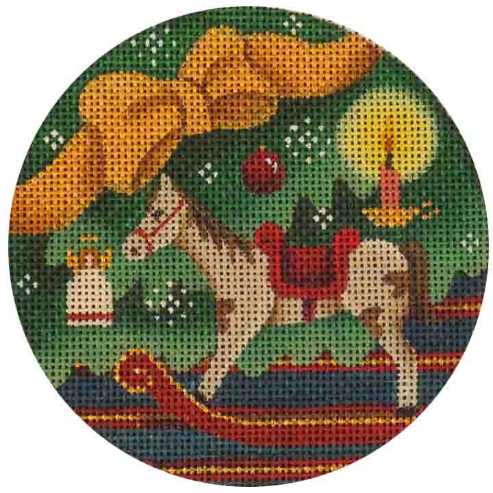 Rocking Horse Round Canvas - KC Needlepoint