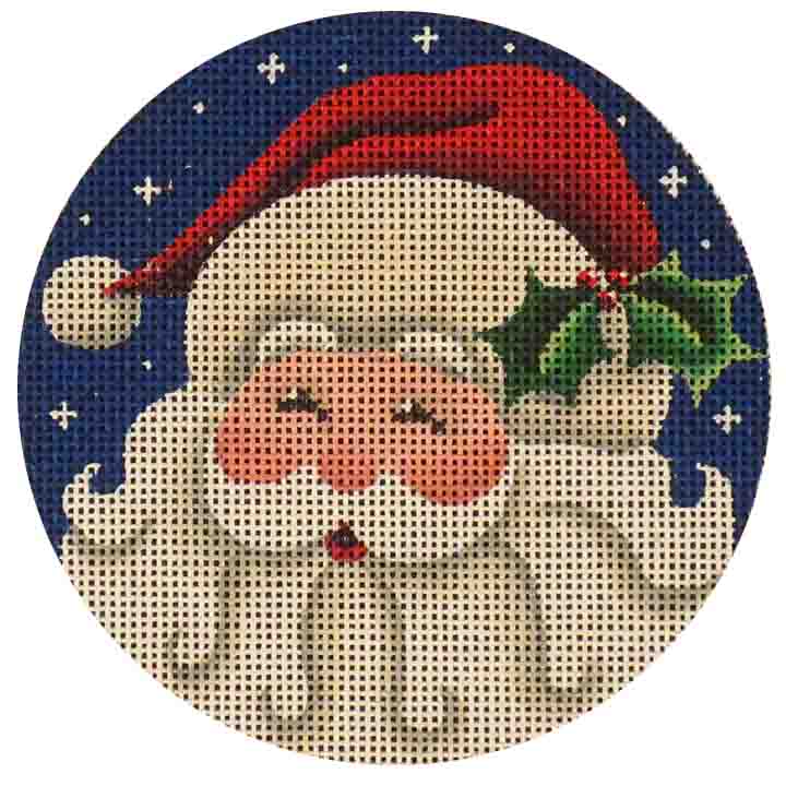 Jolly Santa Round Canvas - KC Needlepoint