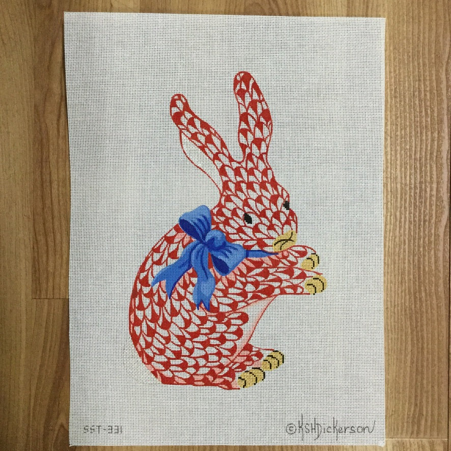 Red Herend Standing Bunny Needlepoint Canvas - needlepoint