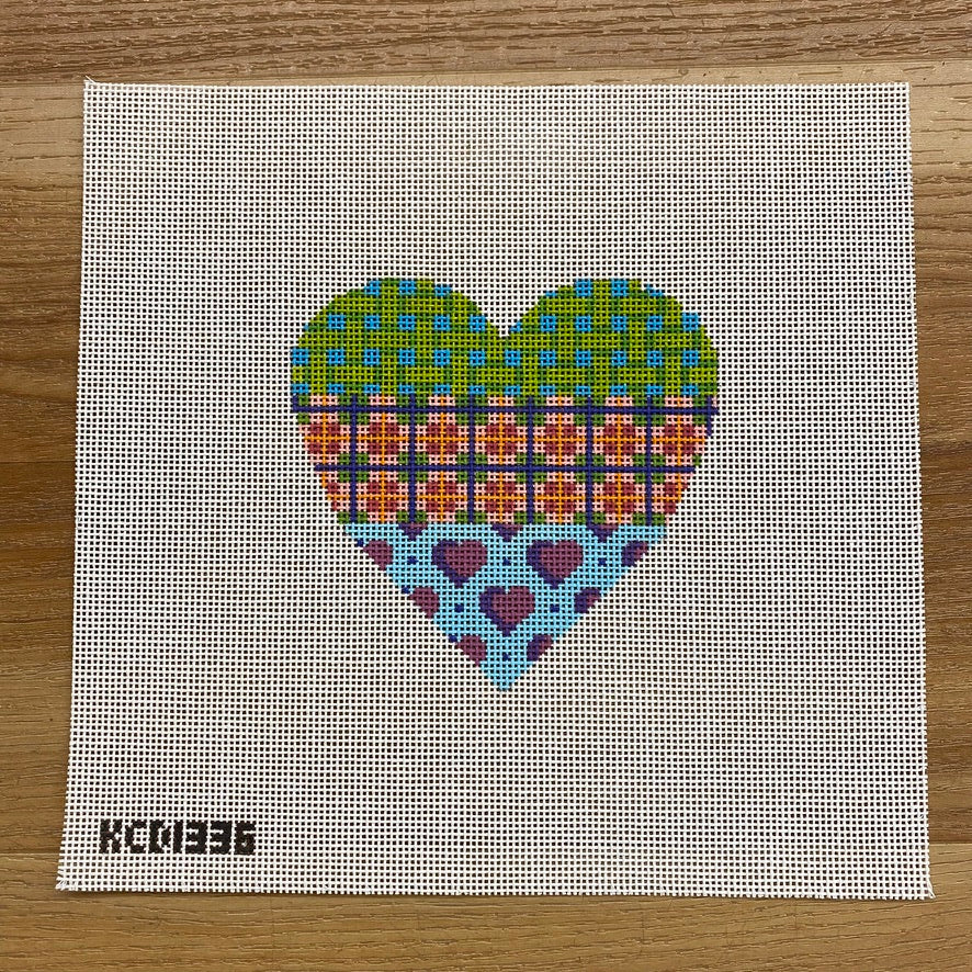 Multipattern Heart Canvas - KC Needlepoint