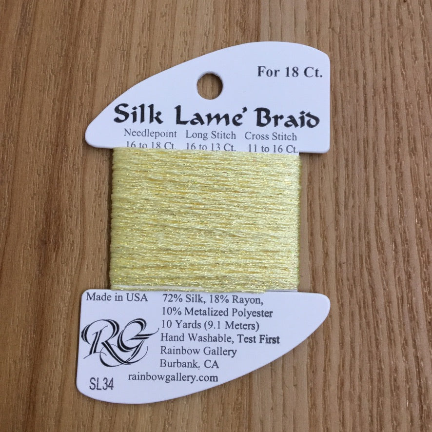 Silk Lamé Braid SL34 Lemon - KC Needlepoint