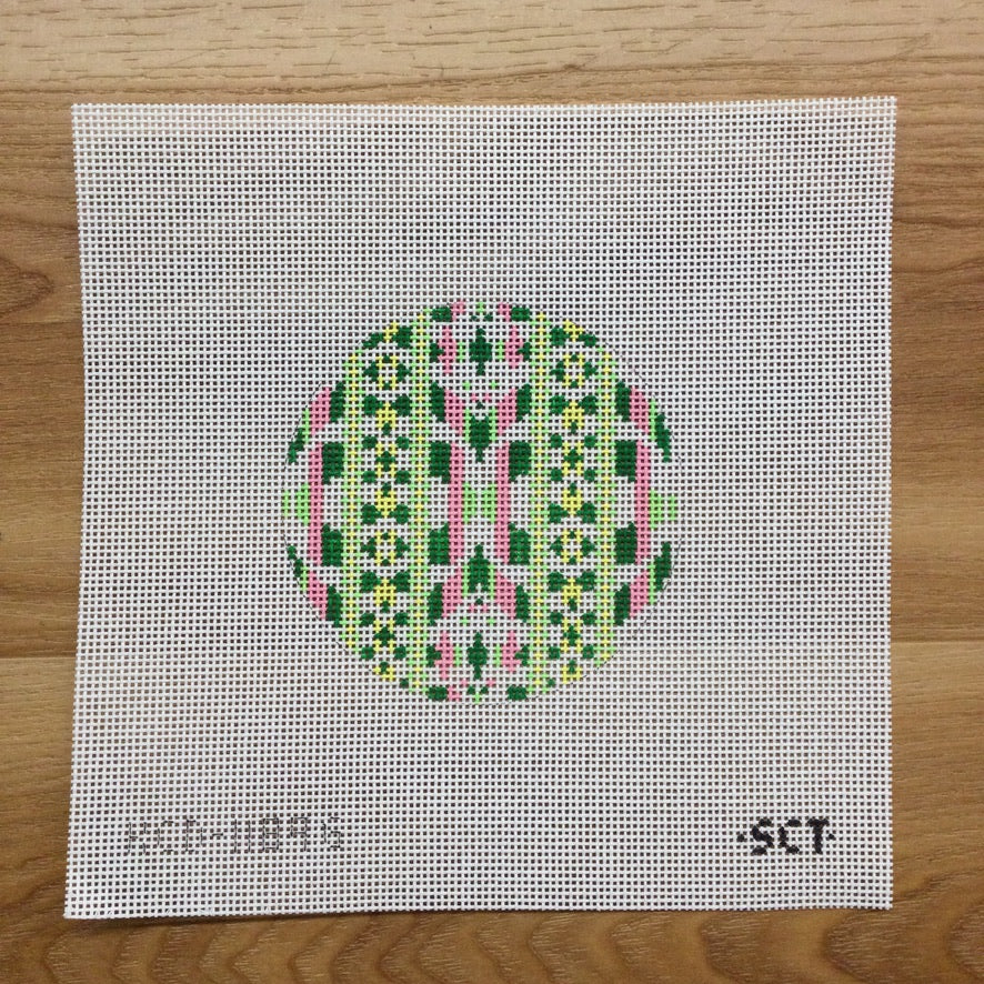 Ribbon Round Canvas - KC Needlepoint