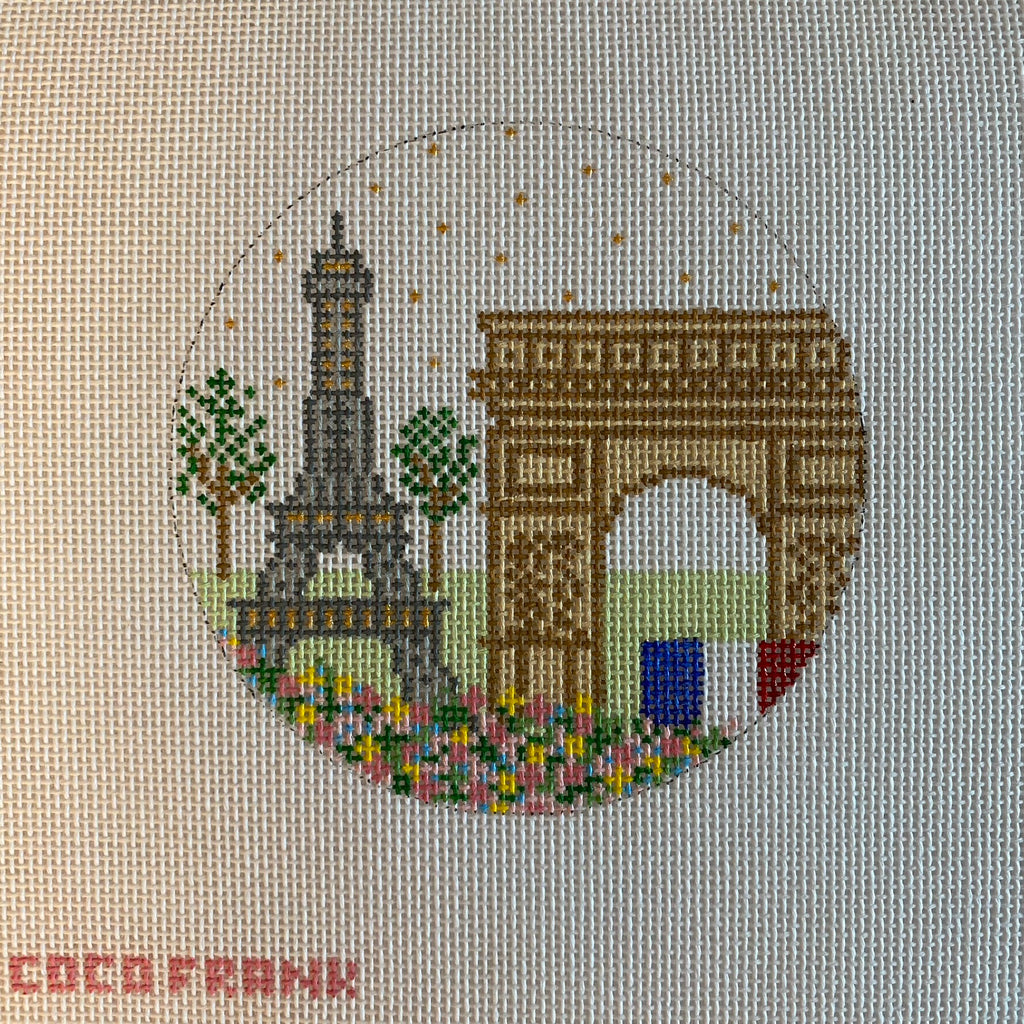 Paris Round Canvas - KC Needlepoint