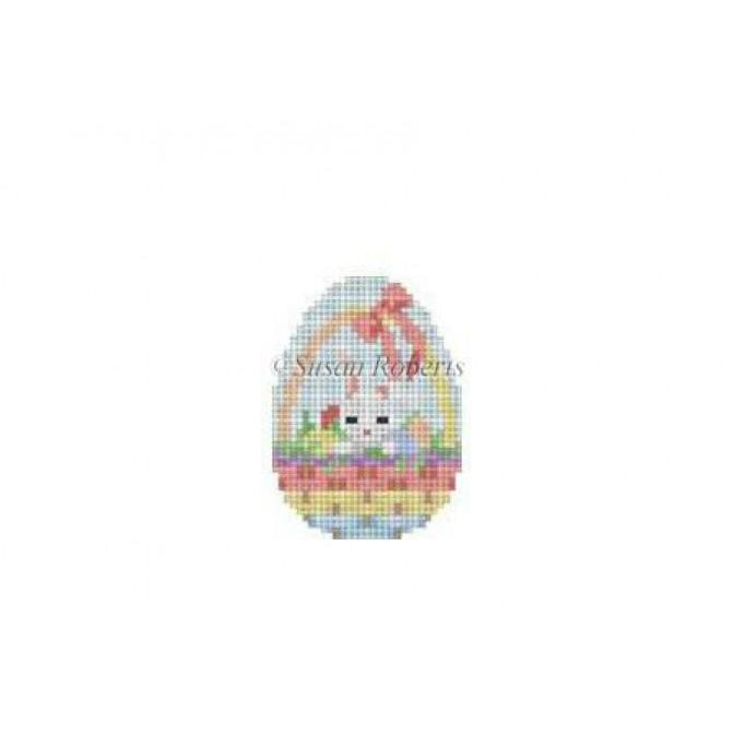 Bunny in a Basket Mini Egg Canvas - KC Needlepoint
