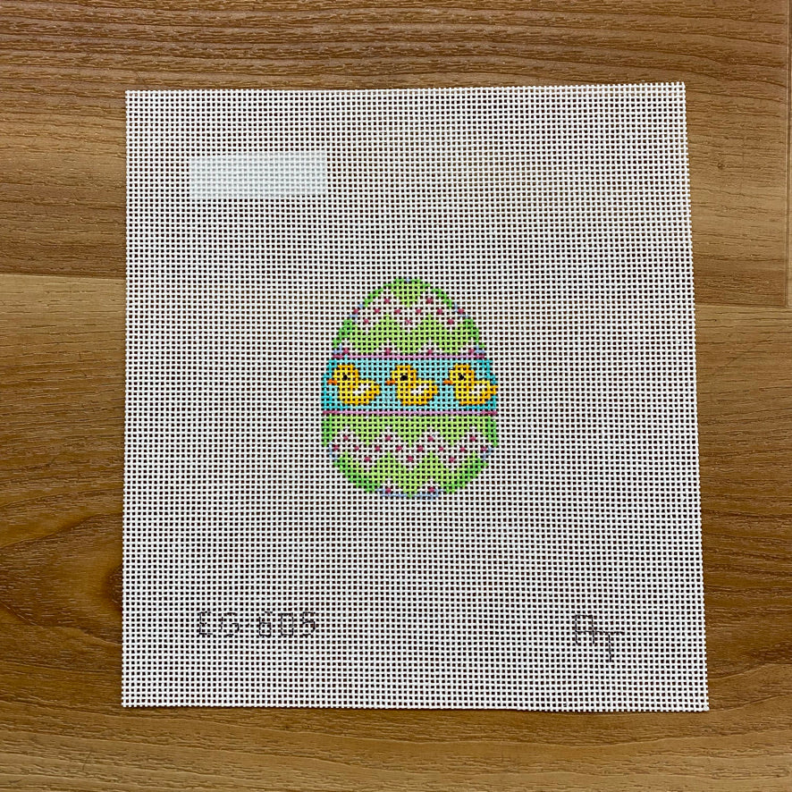 Ducks on Lime Chevron Mini Egg Canvas - KC Needlepoint