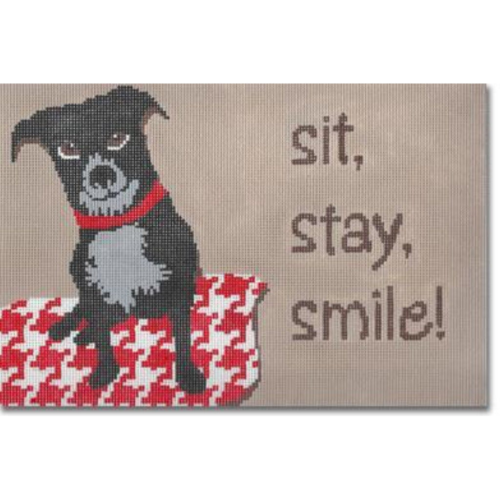 Sit, Stay, Smile Canvas - KC Needlepoint