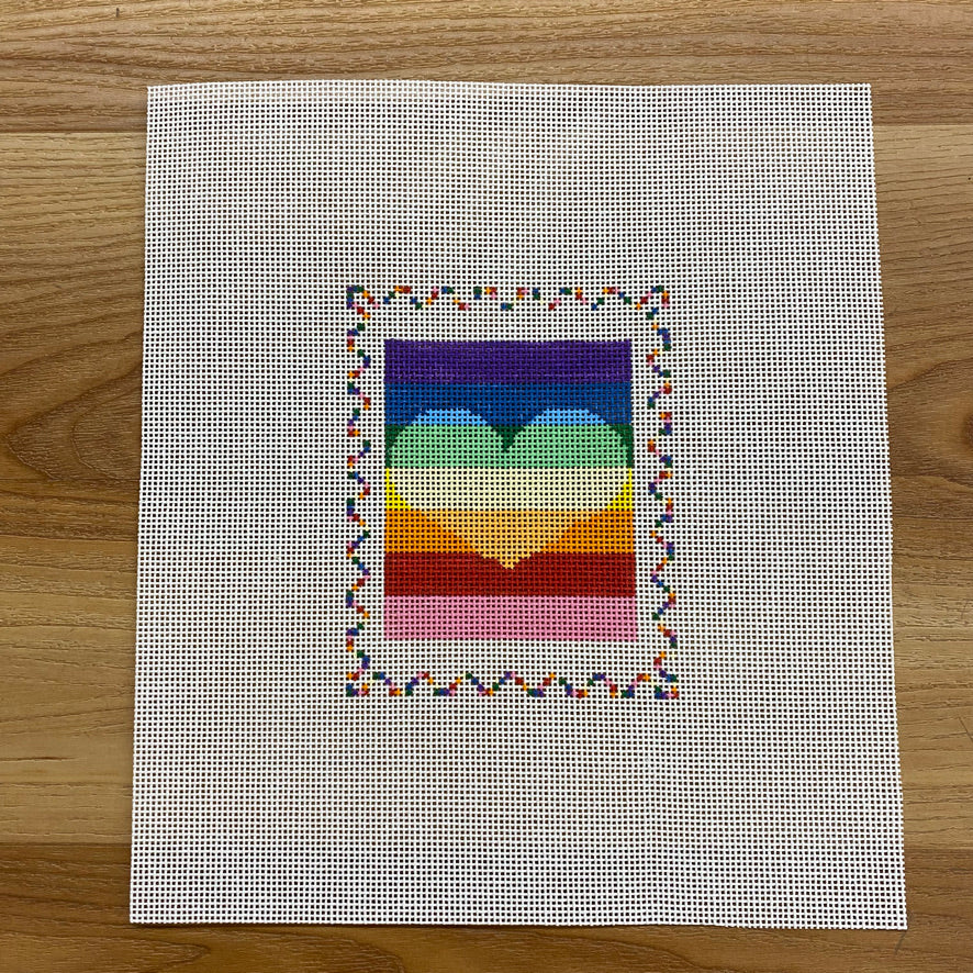 Rainbow Stamp Canvas - KC Needlepoint