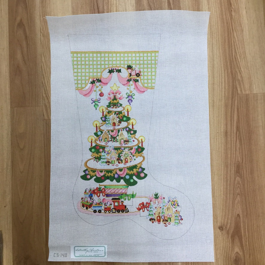 Gingerbread House Tree Stocking Canvas - needlepoint