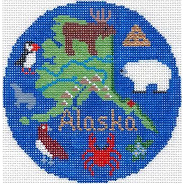Alaska 4" Travel Round Needlepoint Canvas - KC Needlepoint
