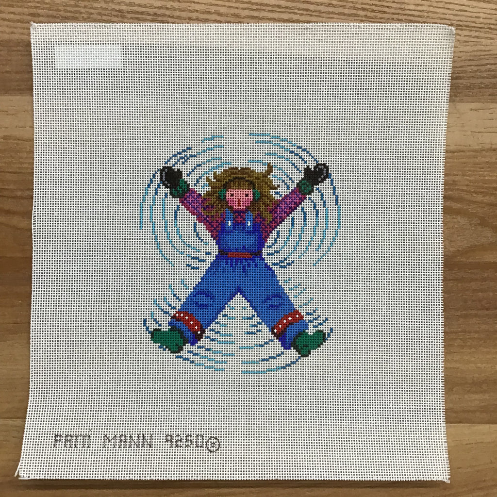 Snow Angel in Blue Overalls Canvas - KC Needlepoint