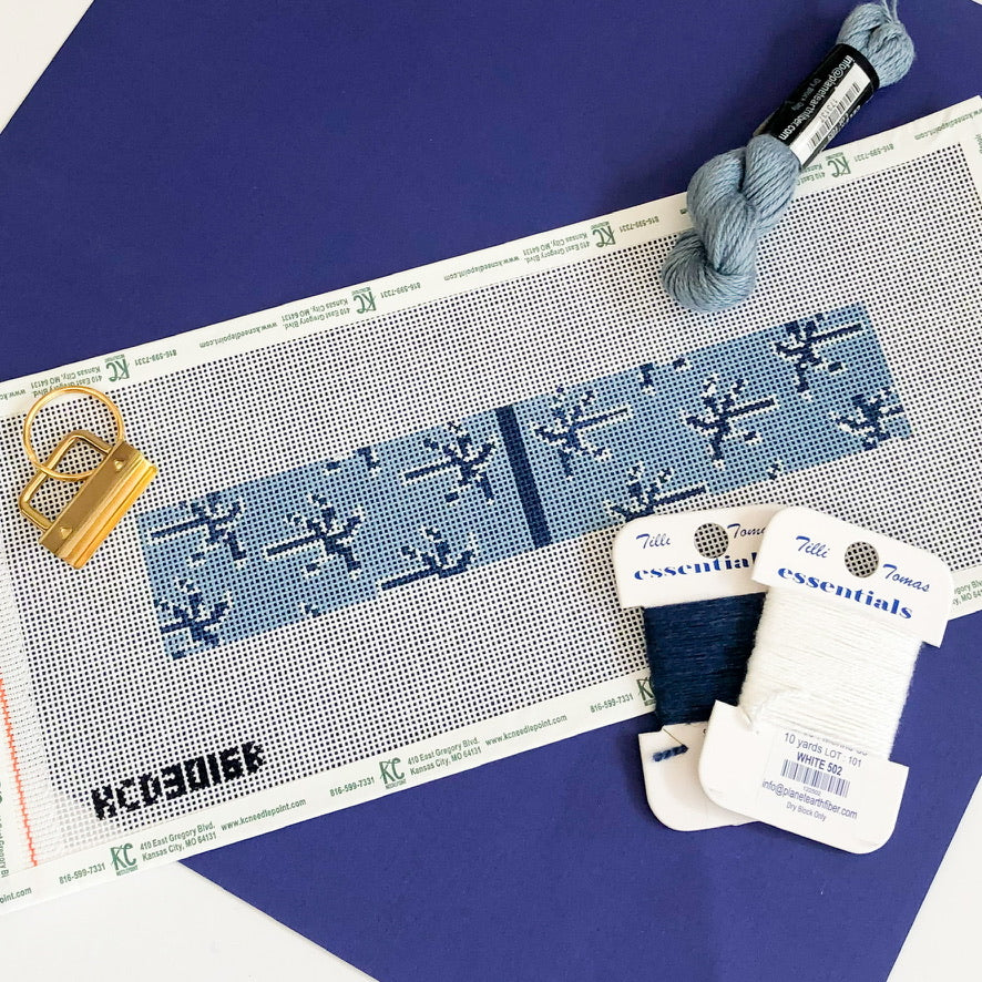 Blue Palm Key Fob Kit - KC Needlepoint