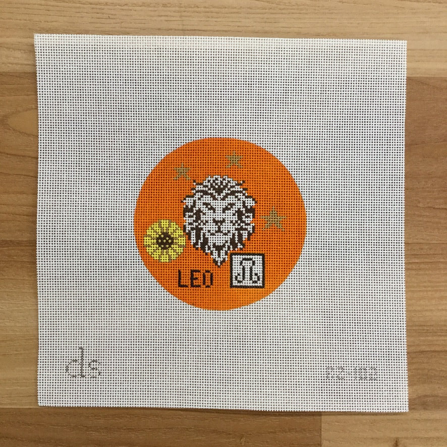 Leo Zodiac Round Canvas - needlepoint
