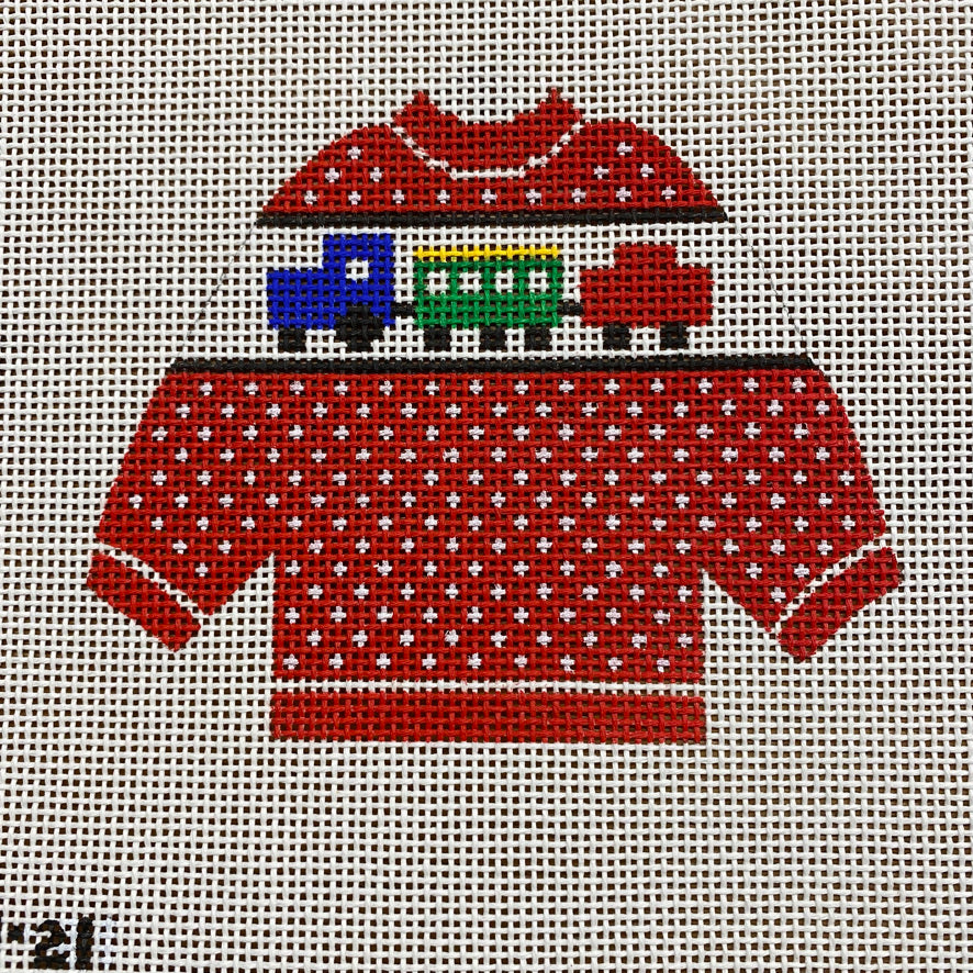 Train Pullover Sweater Needlepoint Canvas - KC Needlepoint
