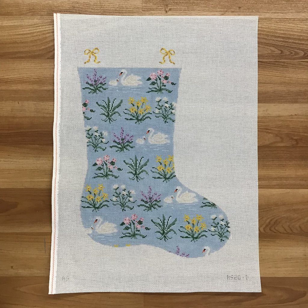 The Floral Stocking Canvas - KC Needlepoint