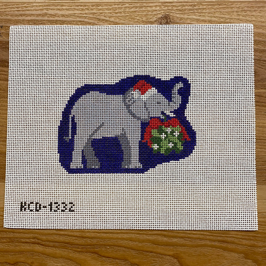 Holiday Elephant Ornament Canvas - KC Needlepoint