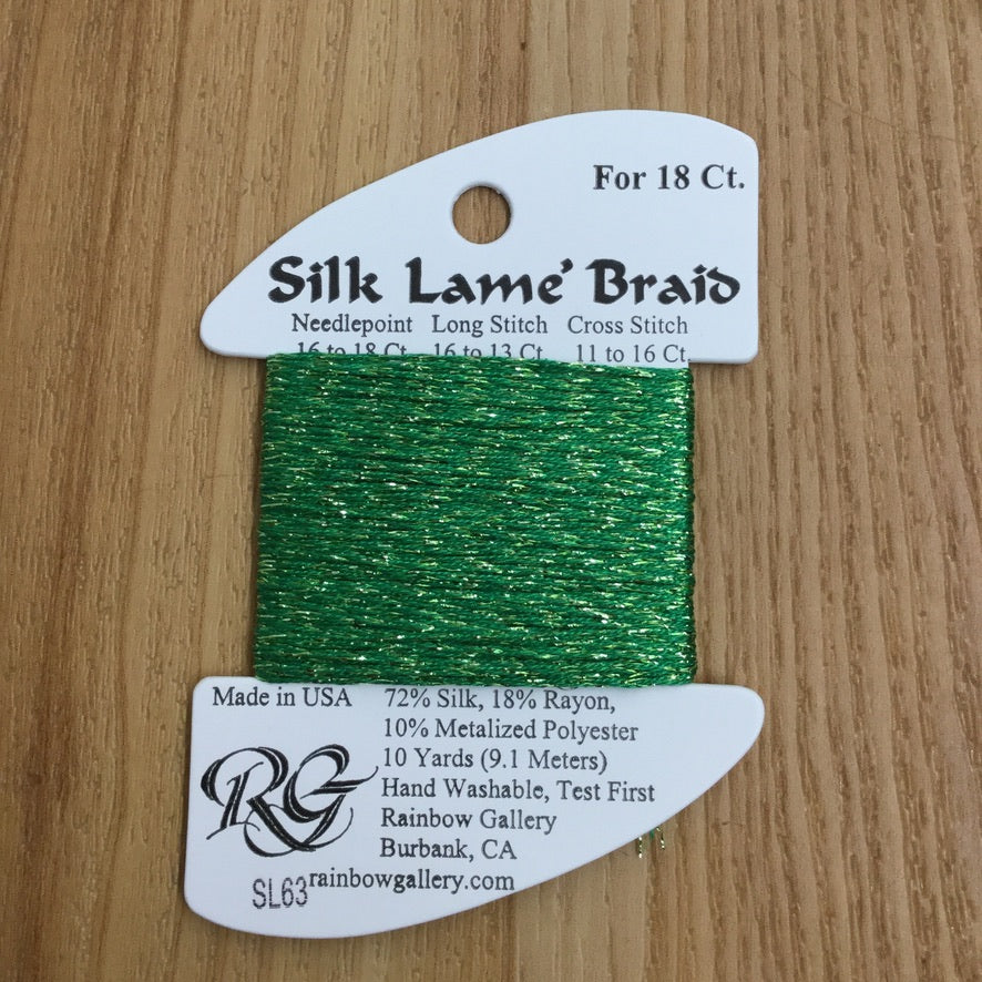 Silk Lamé Braid SL63 Emerald - needlepoint
