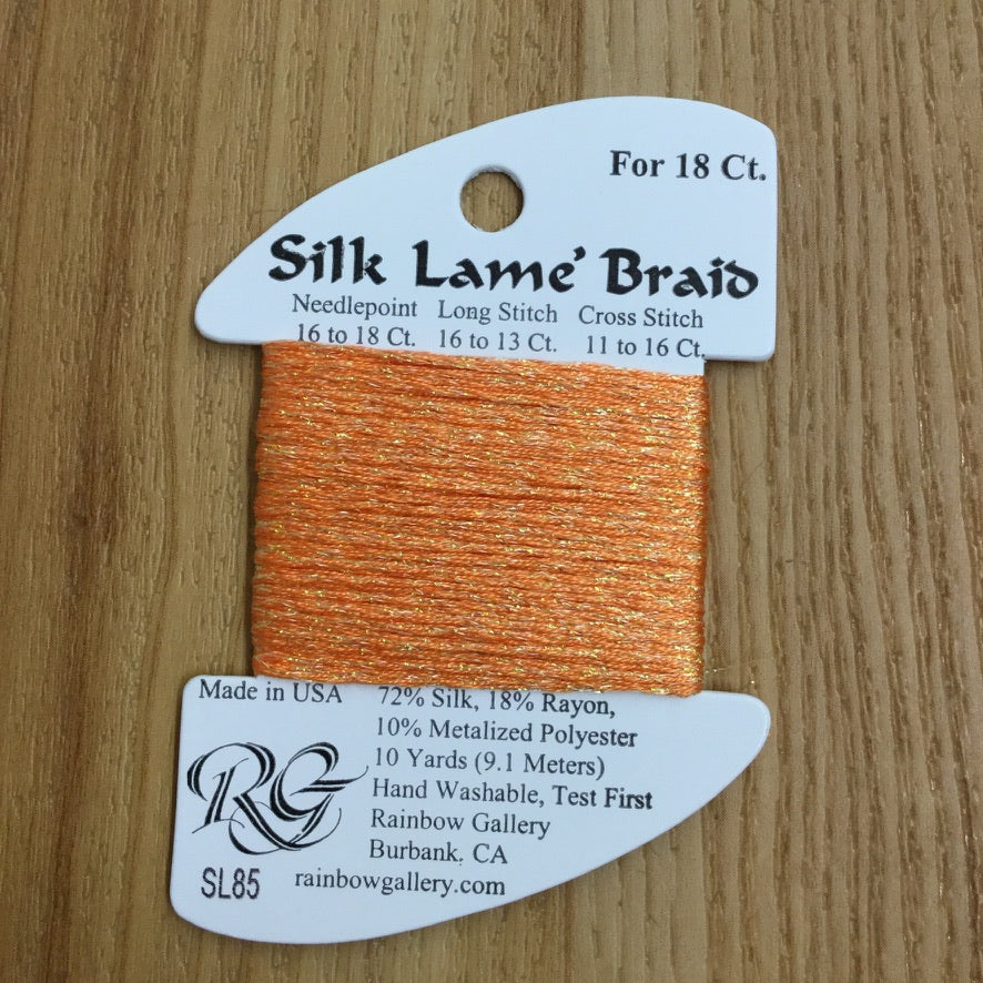 Silk Lamé Braid SL85 Tangerine - needlepoint