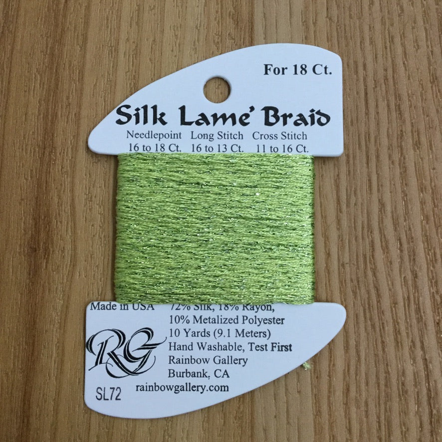 Silk Lamé Braid SL72 Lite Chartreuse - needlepoint