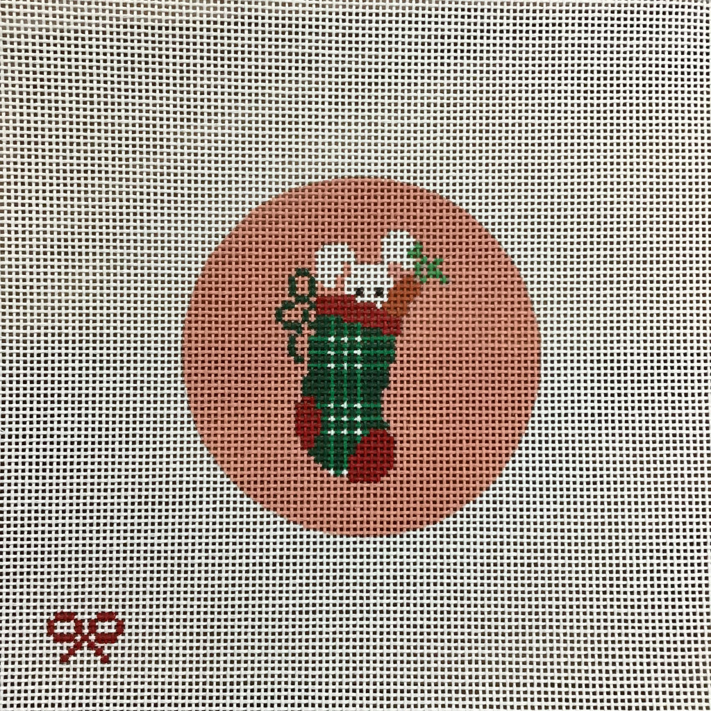 Holiday Bunny Mini Sock Round Canvas - KC Needlepoint