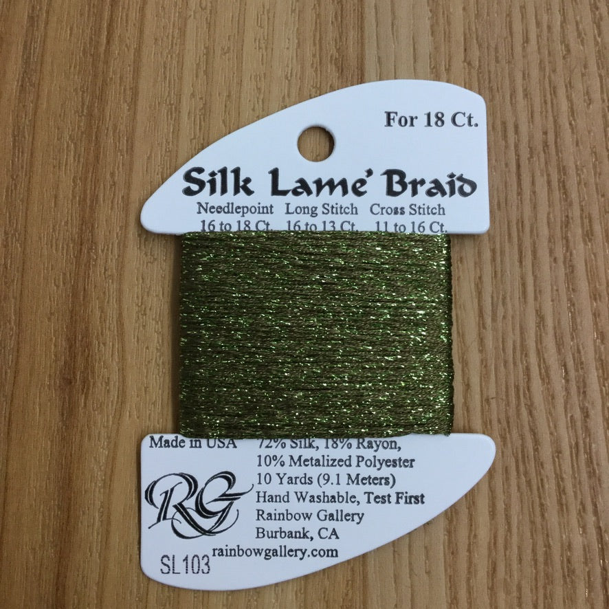 Silk Lamé Braid SL103 Olive - needlepoint