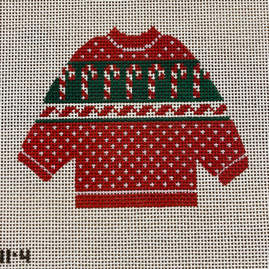 Candy Cane Sweater Needlepoint Canvas - KC Needlepoint