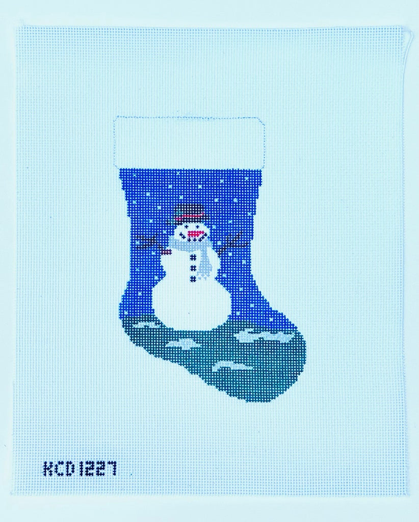 Snowman Mini Sock Canvas - KC Needlepoint