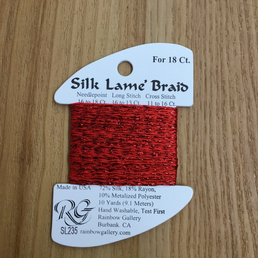 Silk Lamé Braid SL235 Flame Scarlet - needlepoint