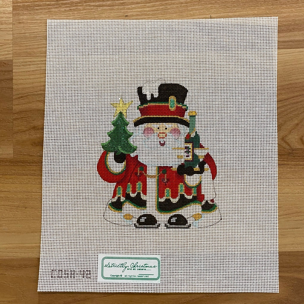 Squatty Santa with Champagne Canvas - KC Needlepoint