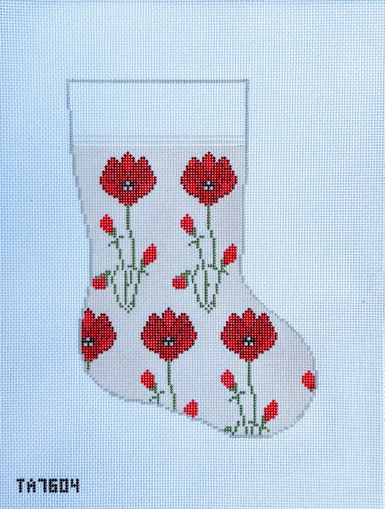 Poppy Wildflower Midsize Stocking Canvas - KC Needlepoint
