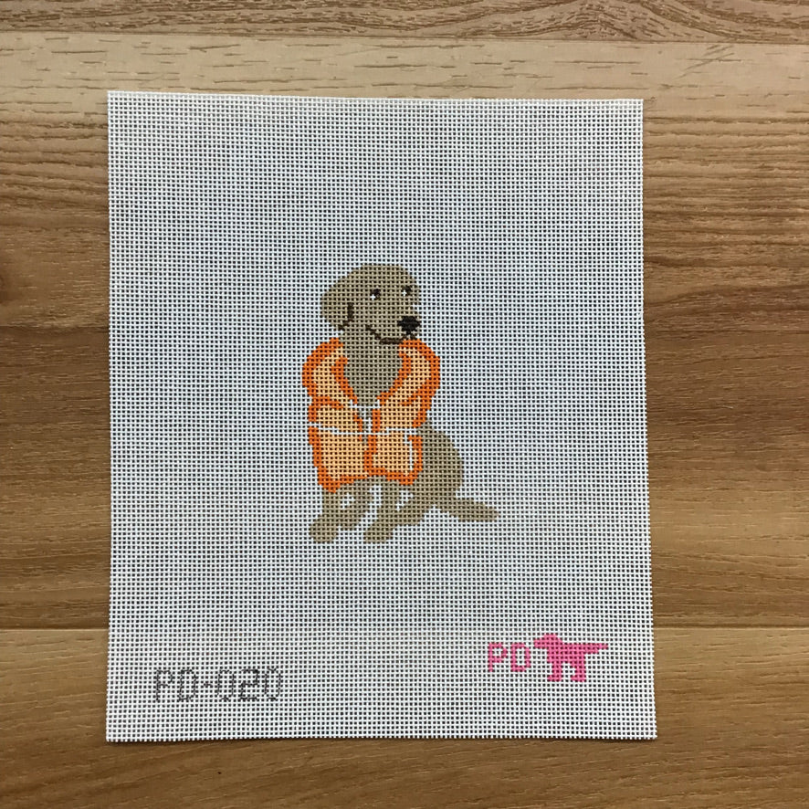 Yellow Lab with Life Jacket Canvas - KC Needlepoint