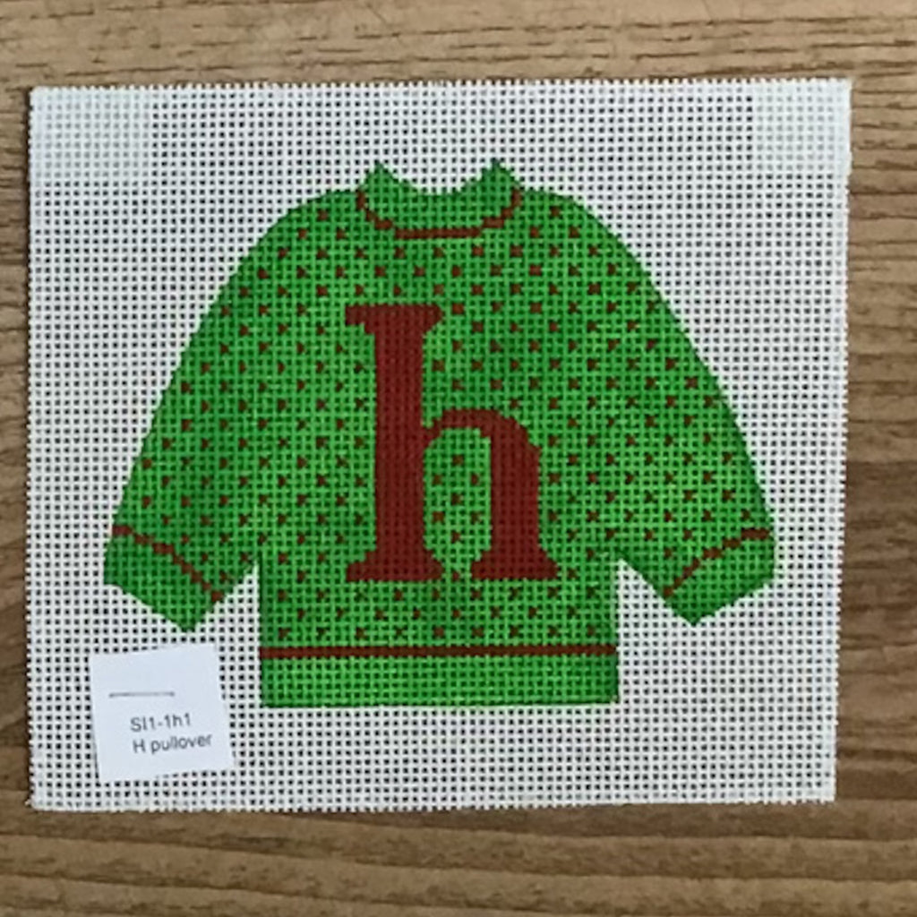 H Pullover Sweater Needlepoint Canvas - KC Needlepoint