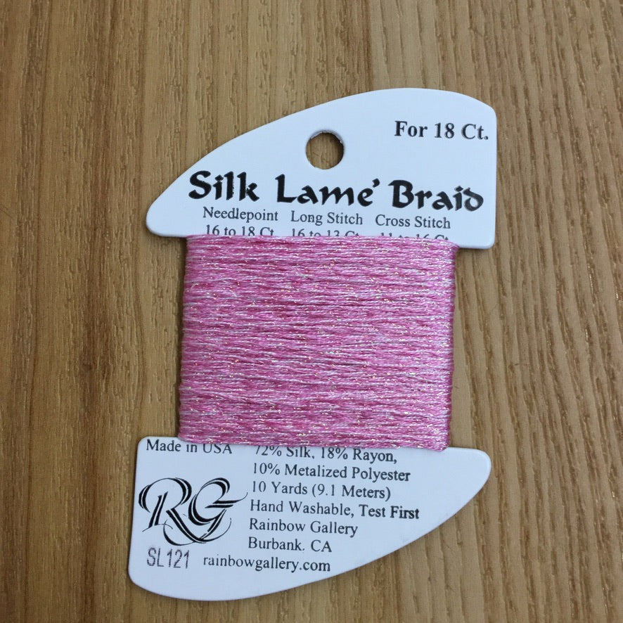 Silk Lamé Braid SL121 Medium Raspberry - needlepoint
