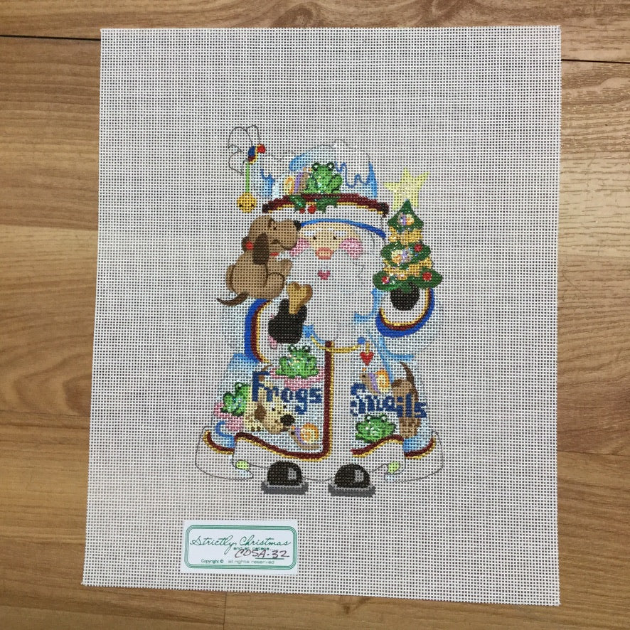 Frogs and Snails Squatty Santa Canvas - KC Needlepoint