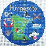 Minnesota 4" Travel Round Ornament Canvas - KC Needlepoint