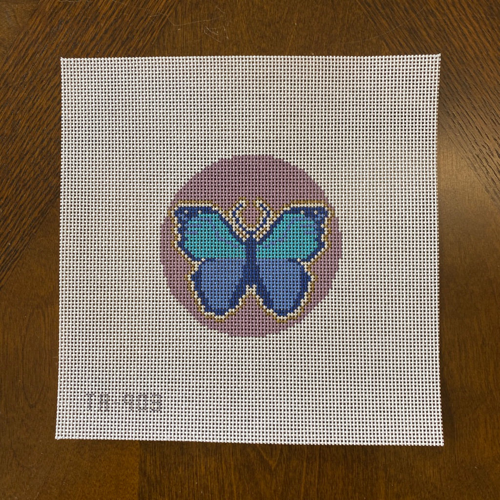 Butterfly Round Canvas - KC Needlepoint