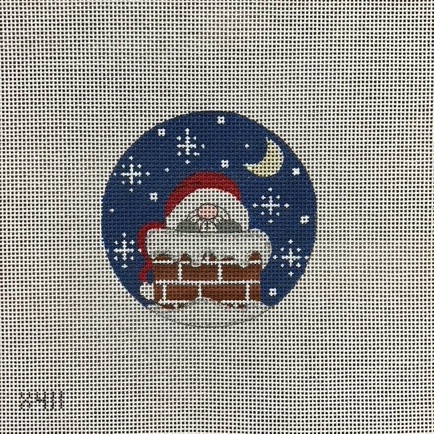 Santa in Chimney Canvas - KC Needlepoint