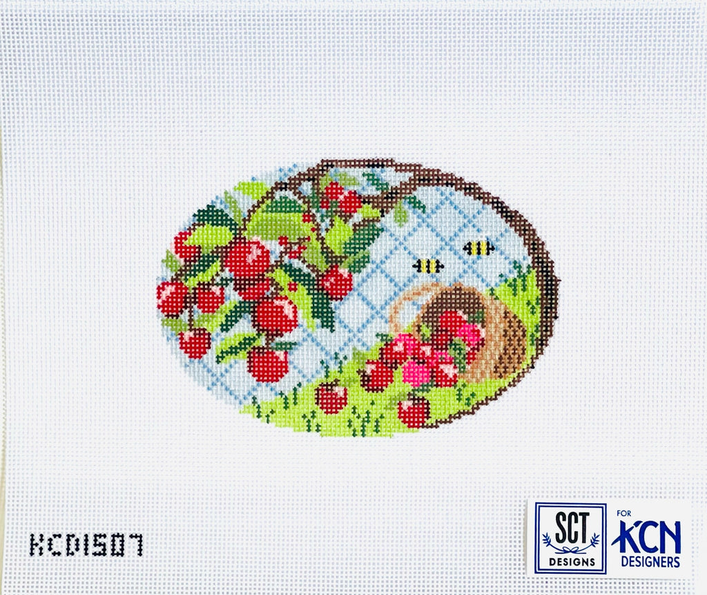 At the Orchard Oval Canvas - KC Needlepoint