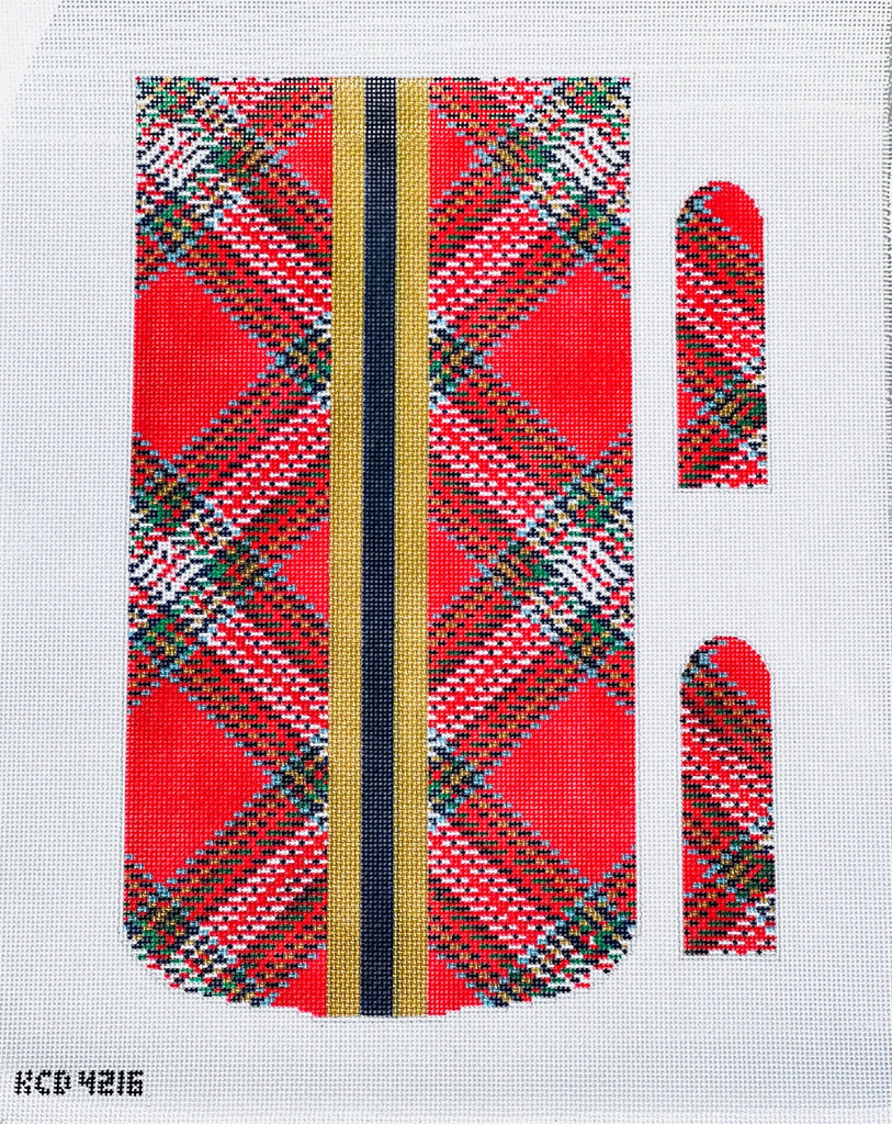 Red Tartan Trifold Clutch Canvas - KC Needlepoint