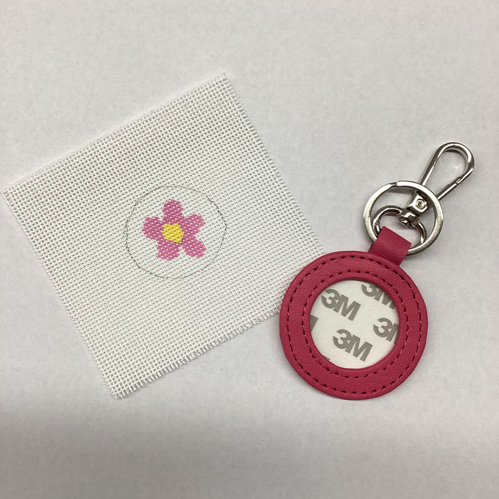 Pink Flower Key Fob Kit - KC Needlepoint