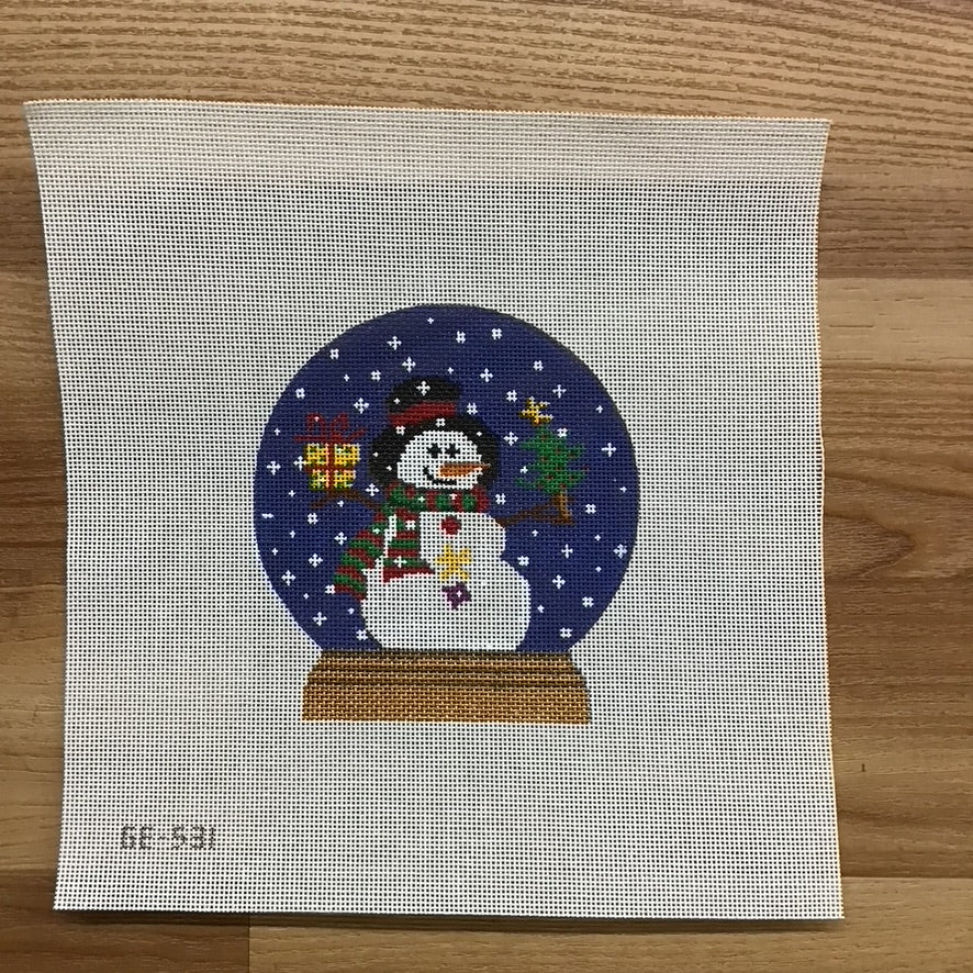 Snowman Snow Globe Canvas - KC Needlepoint