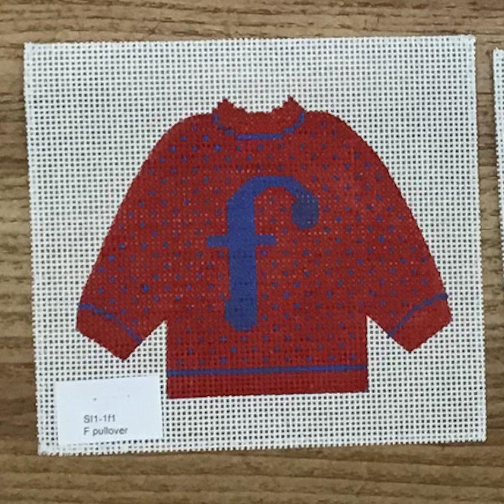 F Pullover Sweater Needlepoint Canvas - KC Needlepoint