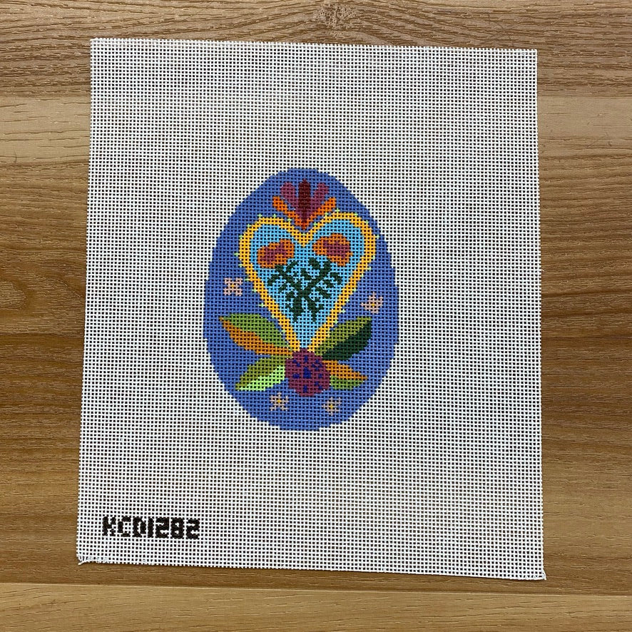 Floral Egg Canvas - KC Needlepoint