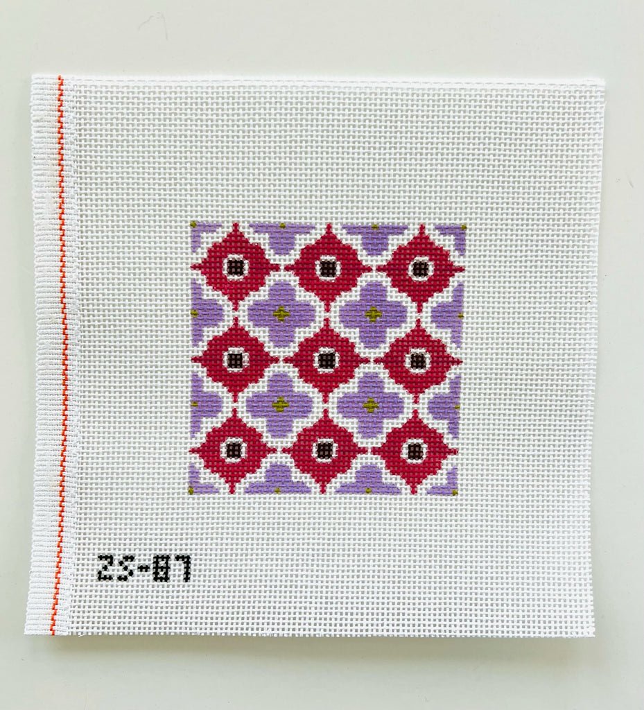 Pink Moroccan Tile Canvas - KC Needlepoint