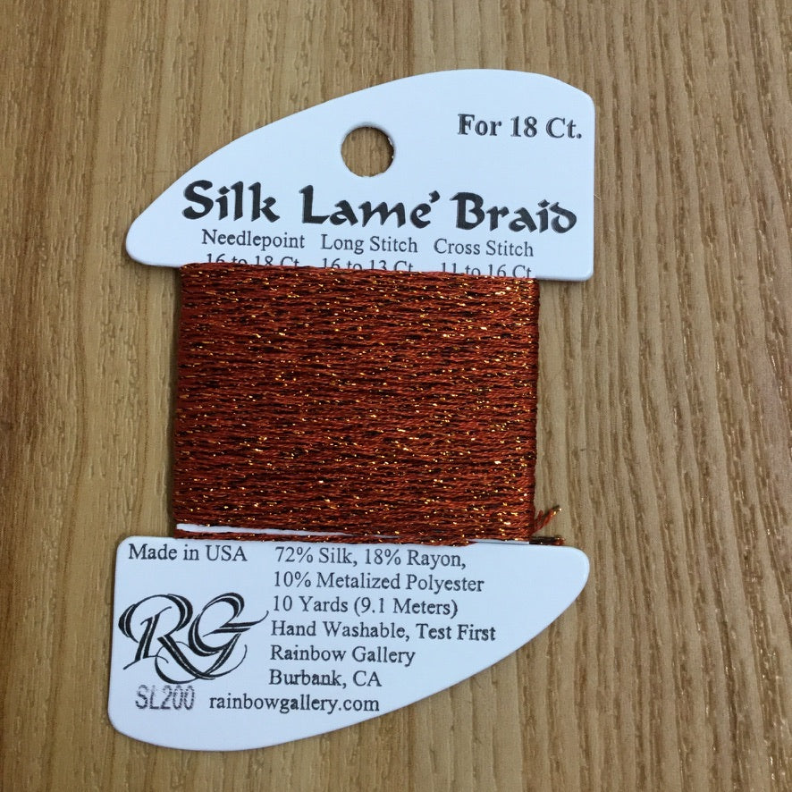 Silk Lamé Braid SL200 Burnt Brick - needlepoint