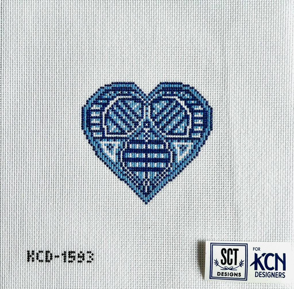Blue Heart Canvas - KC Needlepoint