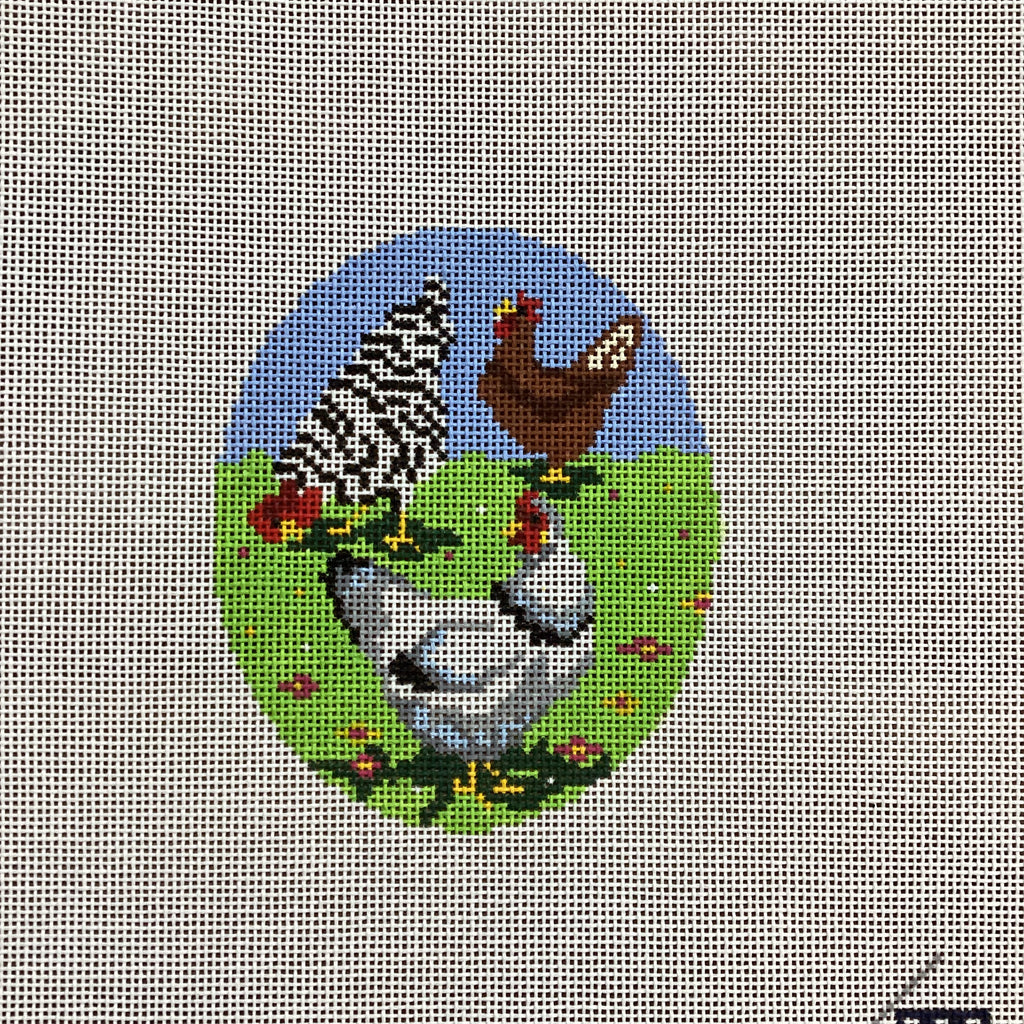 Three Hens Canvas - KC Needlepoint