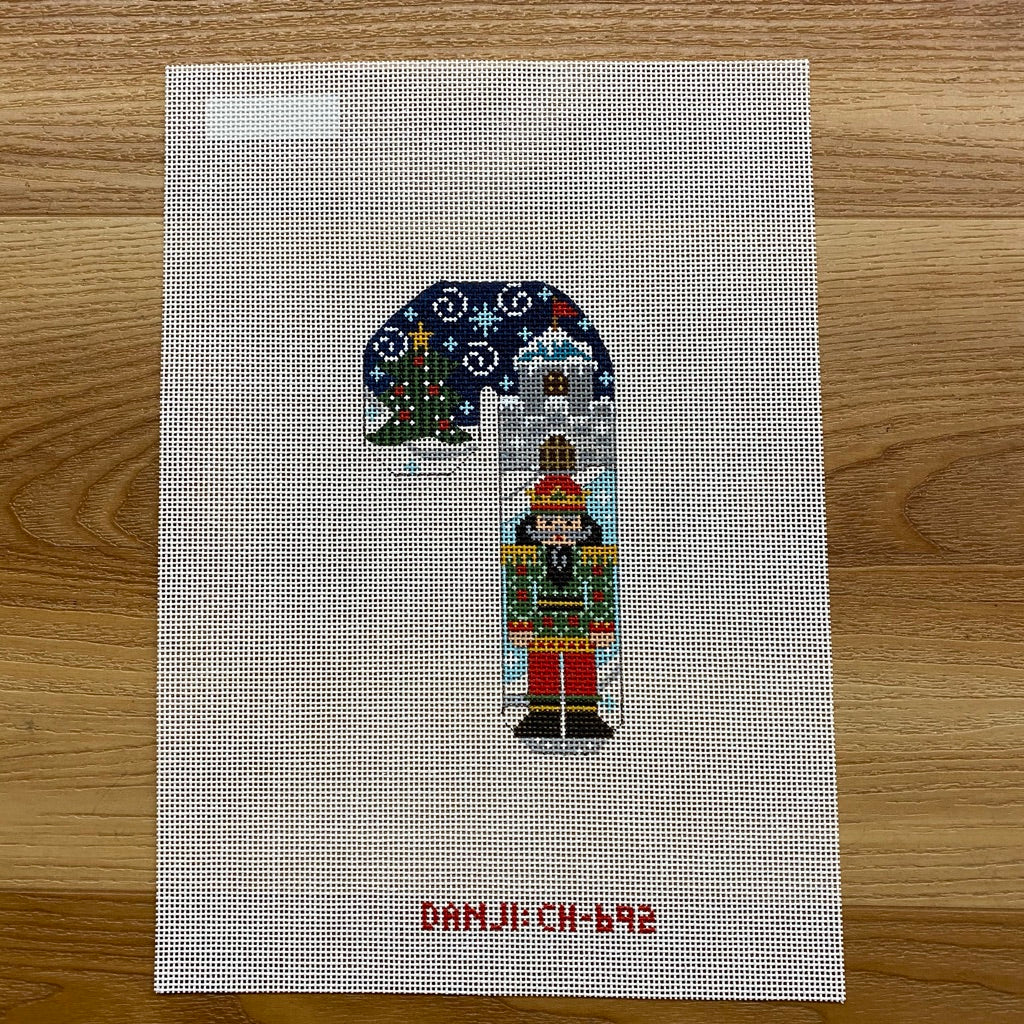 Green and Red Nutcracker Candy Cane Canvas - KC Needlepoint