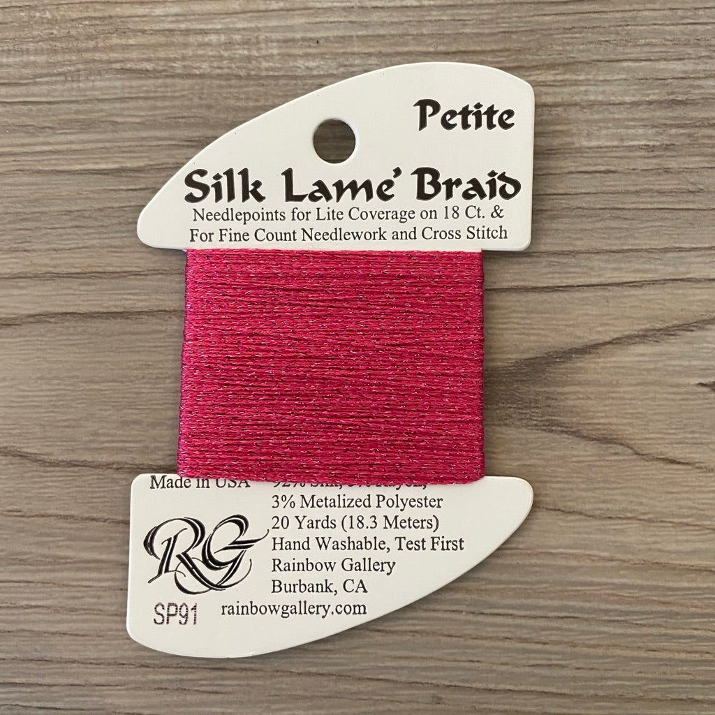 Petite Silk Lamé Braid SP91 Dark Raspberry - KC Needlepoint