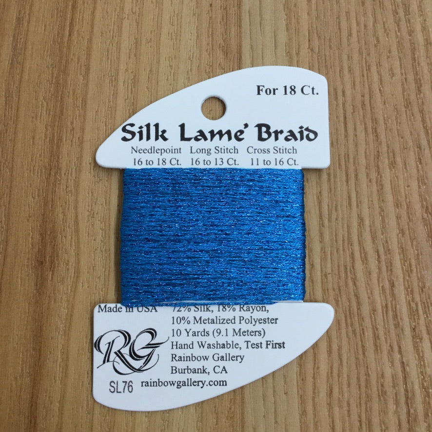 Silk Lamé Braid SL76 Peacock Blue - needlepoint