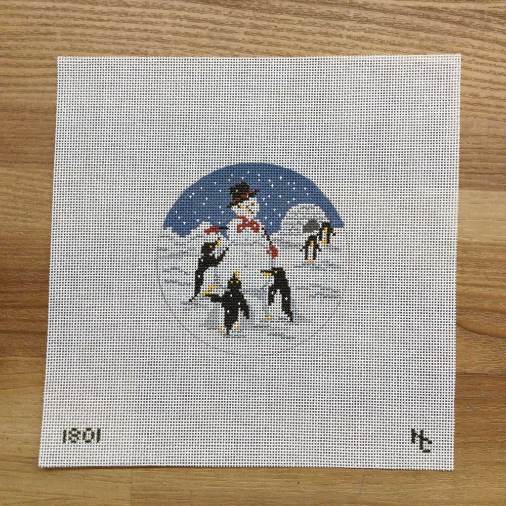 Penguin Snowman Party Canvas - KC Needlepoint